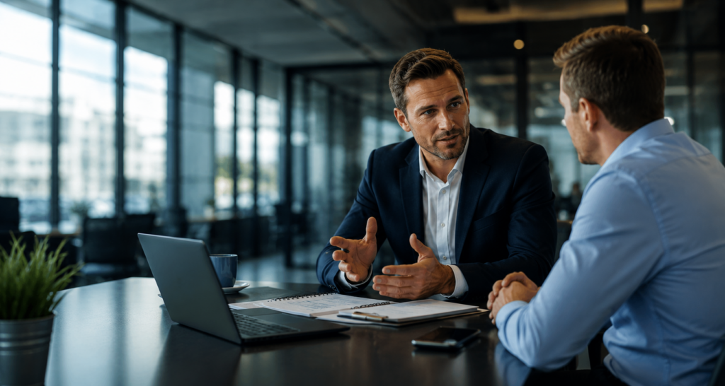 business discussion in modern office