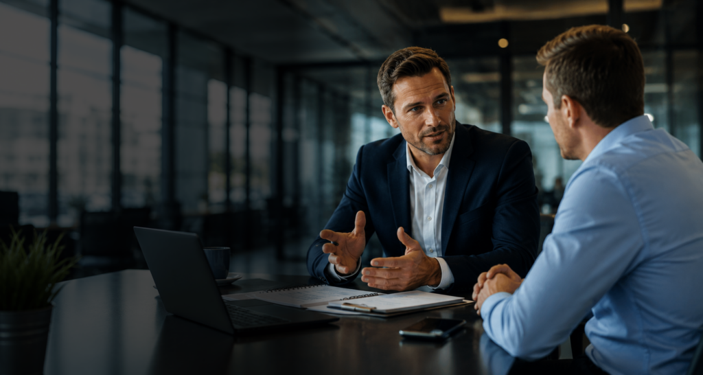 business discussion in modern office copy